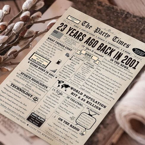 Ziwenhu Large 23rd Birthday Card for Men Women, Funny 23 Year Old Birthday Decoration for Daughter Son,Happy Bday Card Gifts Idea for 23rd Boyfriend,Back in 2001 in Saudi Arabia