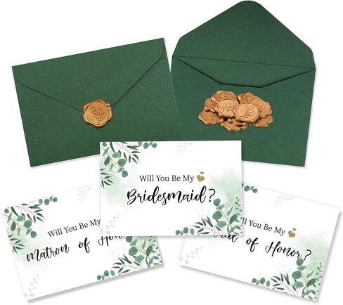 Fuutreo 11 Sets Bridesmaid Proposal Cards Set Will You Be My Bridesmaid Cards Bridal Party Proposal Envelopes Wax Stickers for Sister Family Wedding(Simple Style) in Kuwait