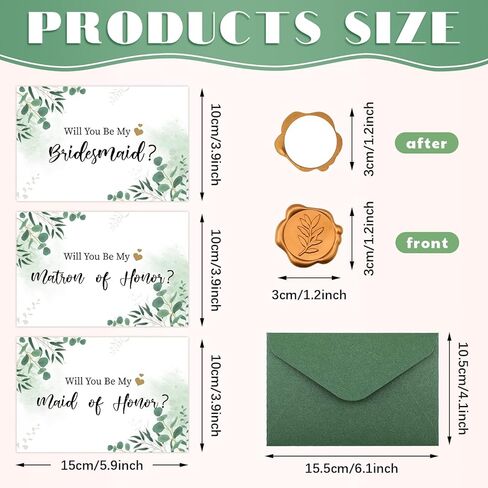 Fuutreo 11 Sets Bridesmaid Proposal Cards Set Will You Be My Bridesmaid Cards Bridal Party Proposal Envelopes Wax Stickers for Sister Family Wedding(Simple Style) in Kuwait