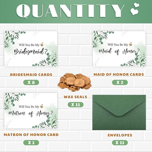 Fuutreo 11 Sets Bridesmaid Proposal Cards Set Will You Be My Bridesmaid Cards Bridal Party Proposal Envelopes Wax Stickers for Sister Family Wedding(Simple Style) in Kuwait