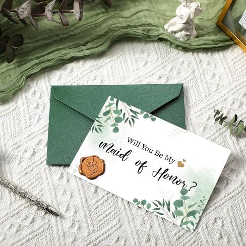 Fuutreo 11 Sets Bridesmaid Proposal Cards Set Will You Be My Bridesmaid Cards Bridal Party Proposal Envelopes Wax Stickers for Sister Family Wedding(Simple Style) in Kuwait