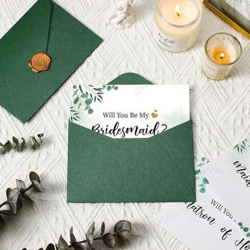 Fuutreo 11 Sets Bridesmaid Proposal Cards Set Will You Be My Bridesmaid Cards Bridal Party Proposal Envelopes Wax Stickers for Sister Family Wedding(Simple Style) in Kuwait
