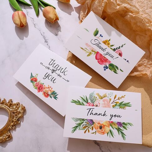 Floral Thank You Cards with Envelopes Thank You Notes With Envelopes Set - Flower Thank You Cards With Envelope and Stickers for Wedding, Bridal Showers, Baby Showers 12 Pack Greeting Card (4"x6") in Saudi Arabia