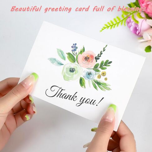 Floral Thank You Cards with Envelopes Thank You Notes With Envelopes Set - Flower Thank You Cards With Envelope and Stickers for Wedding, Bridal Showers, Baby Showers 12 Pack Greeting Card (4"x6") in Saudi Arabia