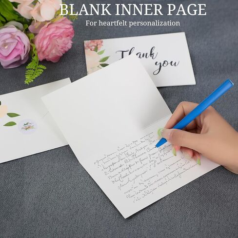 Floral Thank You Cards with Envelopes Thank You Notes With Envelopes Set - Flower Thank You Cards With Envelope and Stickers for Wedding, Bridal Showers, Baby Showers 12 Pack Greeting Card (4"x6") in Saudi Arabia