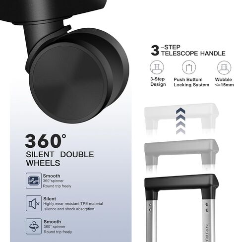 FOCHIER F مجموعات الأمتعة القابلة للتوسيع 3 قطع مع قفل TSA، مجموعة الأمتعة مجموعة حقيبة سفر من مادة PP مع عجلات دوارة للرجال والنساء، 20 بوصة/24 بوصة/28 بوصة in Kuwait
