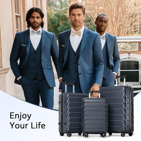 FOCHIER F مجموعات الأمتعة القابلة للتوسيع 3 قطع مع قفل TSA، مجموعة الأمتعة مجموعة حقيبة سفر من مادة PP مع عجلات دوارة للرجال والنساء، 20 بوصة/24 بوصة/28 بوصة in Kuwait