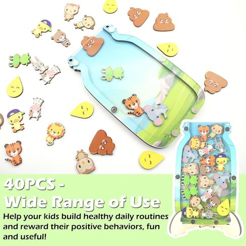 Reward Jar, Potty Training Reward Jars for Kids, Reward Jar Classroom Reward System, Star Jar Incentive Potty Training Responsibility Behavior for Kids(7.87x4.72in, 40pcs) (Animals) in Saudi Arabia