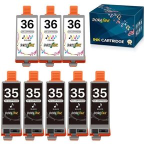 35 36 Ink Cartridges, PGI-35 CLI-36 Ink Replacements for Canon 35 36 Ink Cartridge, Compatible with Canon Pixma iP110 iP100 TR150 Printer(5 Black, 3 Tri-Color) 8 Pack