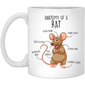 Rat Coffee Mug, Cute Rat Gift, Rat Lover, Rat Cup, Gift For Her, Him, Housewarming, Birthday, Rat Decor, Rat Mom, Rat Dad, Mouse Mug Anatomy 11oz