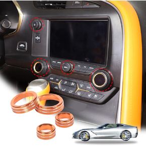 LLKUANG Central Console AC Volume Knob Button Switch Cover Trim Fit for Chevrolet Corvette C7 2014-2019 Aluminum Alloy Air Conditioner Knob Adjustment Cover-4pcs