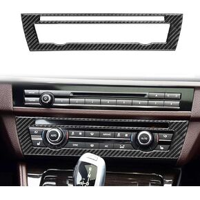 متوافق مع غطاء لوحة إطار التحكم في مكيف الهواء، ملحق داخلي من ألياف الكربون لسيارة BMW 5 Series F10 F18 2011 2012 2013 2014 2015 2016 2017 أسود