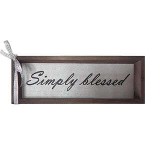 Blessed Sign, Simply Blessed Signs for Home Decor with Delicate Ribbon Blessed Wooden Sign for for Bedroom Kitchen Living Room Table Decorations