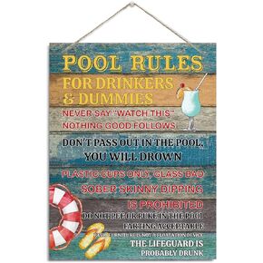 Pool Rules Sign, Funny Pool Decor, Rustic Hanging Wood Plaque Sign, Farmhouse Wood Hanging, Swimming Pool Warning Sign, Pool Decoration Assessories, Funny Pool Party Decor, Home Pool Decor Outdoor