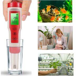 TDS Meter Digital Water Tester, Jakeloo 4-in-1 pH TDS EC Temp Water Tester for Drinking Water pH Meter for Water Tester High Accuracy, Ideal for Pool/Aquarium/Water/Wine (Red) in Saudi Arabia