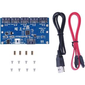 SATA Port Multiplier, SATA Converter Adapter Card SATA 1 to 5 Port Converter (SATA Port Multiplier) Riser Card Hub