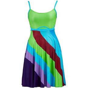 13 Going on 30 Dress Jenna Rink Halloween Costume Multicolor Cut Out Dress Outfit for Women