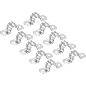 PATIKIL 1.18 inch/30mm Rigid Pipe Strap Clamp, 10 Pcs 304 Stainless Steel Two Hole U-shape Tube Clip Pipe Fasten Holder for Pipe Fixing