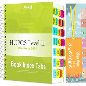 Index Tabs for HCPCS Level II Professional 2024 Edition (American Medical Assn), Color Coded Laminated Tabs with Alignment Card, Bookmarker, 48 Important Sections Guidelines Tabs (Book not Included)