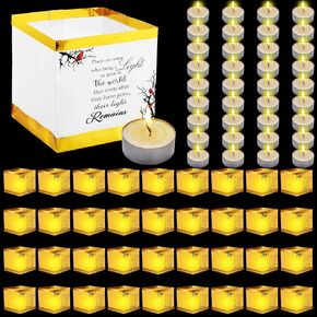 36 Set Memorial Floating Lanterns Funeral Guest Favors Water Square Paper Chinese Lanterns Wishing Bereavement Sympathy Gifts Lanterns with Candles for Loss of Loved One Praying Blessing