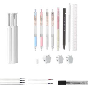6 correction pens with pen box set, 0.5mm snap pen portable multifunctional student stationery supplies, giving high-end gifts to men and women, suitable for students, teachers, school office supplies
