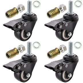 2" Stem Casters,Swivel Caster Wheels with Safety Dual Locking and Polyurethane Foam No Noise Wheels with Brake,Castors Markless Wheels Loading 150 Lbs(4 Pack)