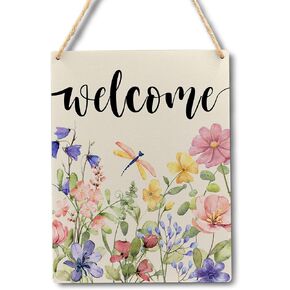 Grapehiker Summer Welcome Door Sign - Summer Door Wall Decor, Summer Floral Bicycle Sign for Front Door Porch Hanger 8x10 Inches, Summer Signs for Home Decor, Summer Door Decorations