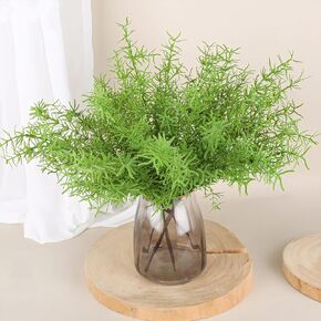 17.5" Artificial Radix Asparagi Fern Bush 2Pcs Faux Asparagus Fern Indoor Plant Greenery Stems Plants for Vase Bouquets Home Office Wedding Greenery Decor.