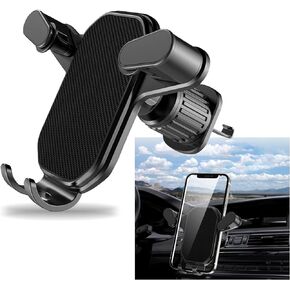 1 Pack Car Vent Phone Holder with Spiral Hook, Multifunctional Smartphone Mount, Universal Anti-Slip Vehicle Navigation Holder for Truck SUV Car, Adjustable Triangular Locking Design (Black)