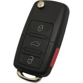 Key Fob Case Fit for VW Volkswagen Jetta Passat Golf Beetle Rabbit GTI CC EOS Replacement Key Shell 4 Buttons Keyless Entry Remote Key Fob Cover with Uncut Blade (1)