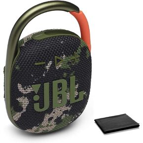 JBL Clip 4 Portable Bluetooth Speaker - Waterproof and Dustproof IP67, Mini Bluetooth Speaker for Travel, Outdoor and Home, (Squad), with Cleaning Cloth