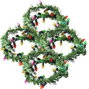 Toyvian 4pcs Dollhouse Ornaments Mini Houses Micro Toys Christmas Tree Ornaments Mini Wreaths with Lights Decorative Wreath 1: 12 Scale Christmas Wreath Christmas Wreath with Light Plastic