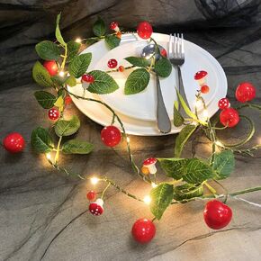 Tangerine Vine with LED String Lights, 2m Artificial Kumquat Berries Vine, 1 x 20 LED String Lights, Battery Powered, Indoor and Outdoor Decor