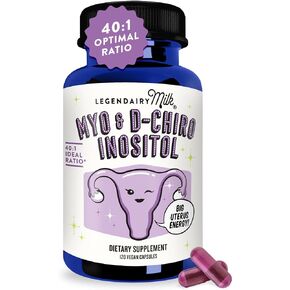 Legendairy Milk Pure Inositol Supplement - Myo Inositol and D-Chiro Inositol Capsules - Ideal 40:1 Ratio - Ovarian & Fertility Support for Women - 30 Day Supply