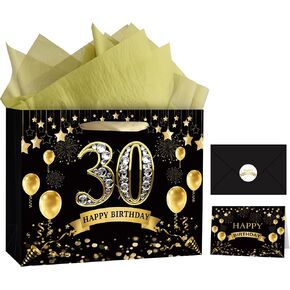 OIIVPOK 18th Birthday Gift Bag, 18th Birthday Bag with Tissue Paper and Greeting Card for Birthday Party, Happy 18th Bithday Gift Bags for Women Men, 12.6" Medium 18th Gift Bags (18th) in Saudi Arabia