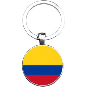 Art Attack Colombian Flag Keychain, Colombia Tricolor Tricolour Los Cafeteros Coffee Growers National Football Soccer Team Accessories History Party Favor Fan Car Key Chain Ring Pendant Charm (Silver)