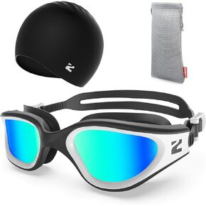 ZIONOR G1 Lite Swim Goggles with Swim Cap Comfortable Anti-fog Swimming Goggles Cap Set for Adult Men Women