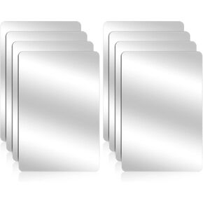 8 Pack Shatter Proof Plastic Mirrors, Acrylic Mirror Sheets, Double-Sided Mini Square Mirrors, Safety Mirror Tiles, Small Mirrors for Classroom Office Home DIY Crafts Making Supplies, 5x7Inch