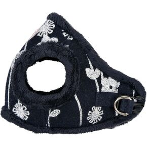 Pinkaholic New York Celandine Vest Dog Harness Step-in Warm Winter Flower Pattern for Small Dog, Navy, Large