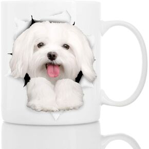 Funny Maltese Dog Mug - Ceramic Funny Coffee Mug - Perfect Dog Lover Gift - Cute Novelty Coffee Mug Present - Great Birthday or Christmas Surprise for Friend or Coworker, Men and Women (11oz)