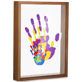 Suzile Family Handprint Kit DIY Art Print Wooden Frame with 5 Layer Clear Acrylic Boards with 6 Colors Paint 5 Brushes 5 Pen Family Handmade Gifts for New Parents DIY Keepsake(Black)