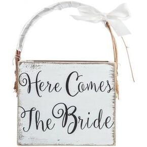 Here Comes The Bride Wood Basket Wedding Keepsake Gift