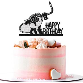 غلاف كعكة عيد ميلاد سعيد من Welder، ديكور كعكة اللحام/اللحام، أغطية كعكة اللحام، زينة حفلات أعياد الميلاد اللامعة باللون الأسود والفضي للرجال من ذوي المهارات الماهرة in Kuwait