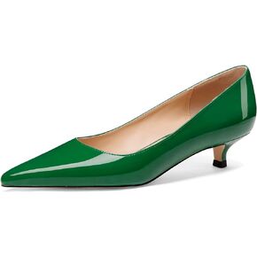 Women's Pointed Toe Solid Slip On 1.5 Inch Stiletto Patent low Heel Pumps Shoes