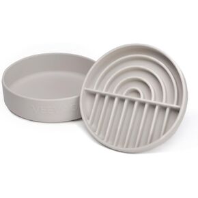 Food-Grade Silicone Slow Feeder & Water Bowl Set for Small Dogs and Cats (2PC), Tip-Resistant with Suction Cups, Soft & Quiet Material, Anti-Anxiety Design, Ideal for Sensitive Pets, S-Ocean Wave