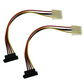2PCS Large 4P to SATA Power Cord Elbow Copper Length 20cm/7.87inch for SATA HDD Optical Drive Computer
