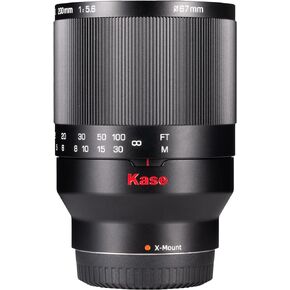 Kase 200mm F5.6 MC Reflex Mirror Aluminum Portrait Lens Compatible with Fuji X Mount