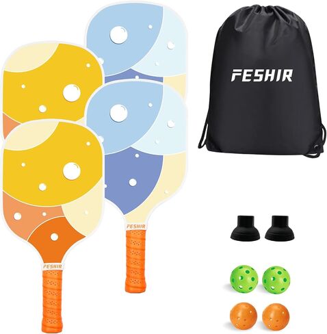 Pickleball Paddles, Pickleball Set with 4 Premium Wood Pickleball Paddles, 4 Pickleball Balls & Carry Bag, Pickleball Paddle with Cushion Comfort Grip for Women Men Beginners Professional in Saudi Arabia