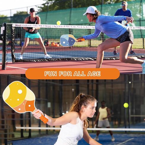 Pickleball Paddles, Pickleball Set with 4 Premium Wood Pickleball Paddles, 4 Pickleball Balls & Carry Bag, Pickleball Paddle with Cushion Comfort Grip for Women Men Beginners Professional in Saudi Arabia
