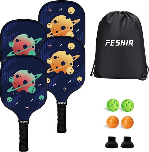 Pickleball Paddles, Pickleball Set with 4 Premium Wood Pickleball Paddles, 4 Pickleball Balls & Carry Bag, Pickleball Paddle with Cushion Comfort Grip for Women Men Beginners Professional in Saudi Arabia